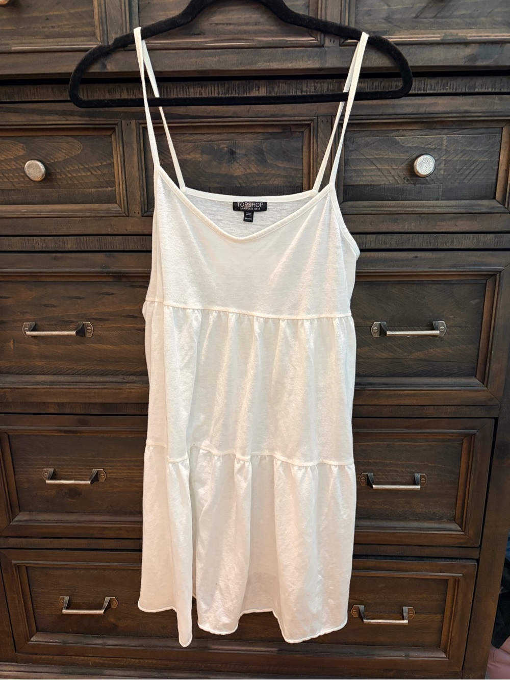 Topshop White Tiered Slip Dress with Spaghetti Straps